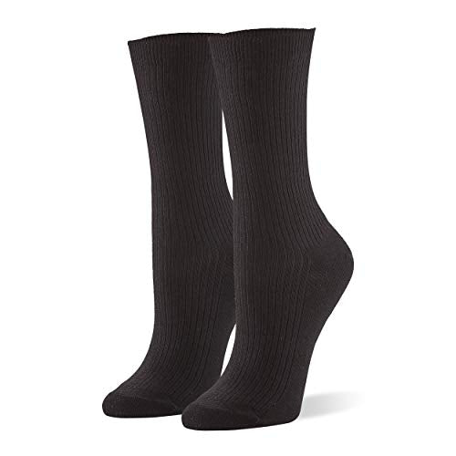 HUE womens Relaxed Top Crew , 3 Pair Pack Casual Socks, Black, One Size US