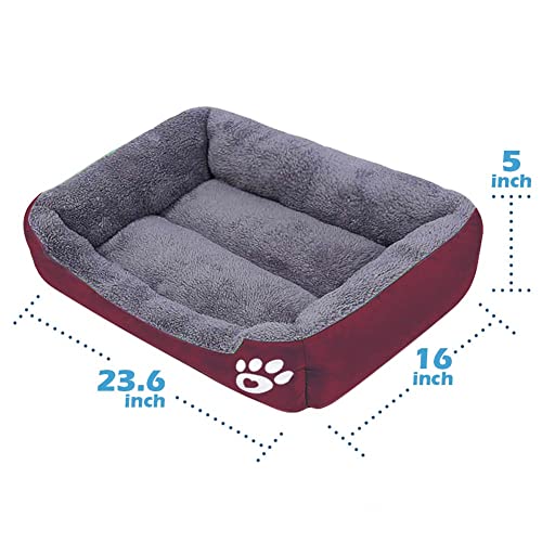 Barelove Square Dog Bed Mattress Washable Kennel, Soft Plush Faux Fur Rectangle Sleeping Pet Bed for Small Medium Large Dogs Cats Puppy Pets, with Anti-Slip Waterproof Bottom (Grey)