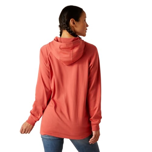 Ariat Women's Rebar Cotton Strong Hooded T-Shirt, Mineral Red, X-Small