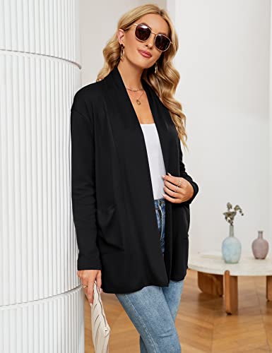 Womens Cardigan Lightweight Dressy Casual Soft Drape Long Sleeve Open Front Summer Cardigan Sweaters with Pockets Orange M
