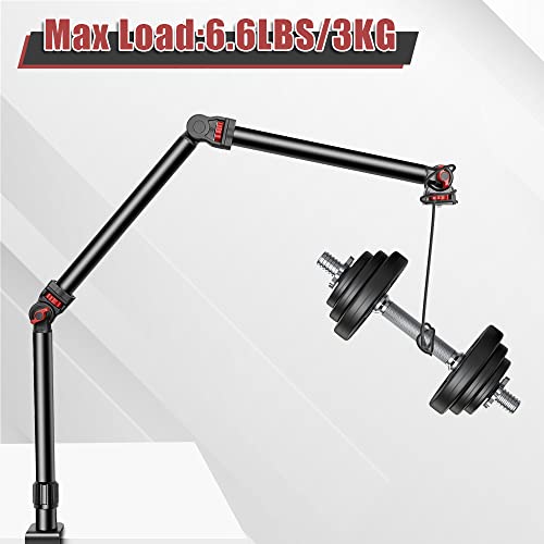FOUTOUKEEP Overhead Camera Mount with 1/4“ 3/8" 5/8" Screws, Adjustable 3-Section Camera Desk Mount with 180° Range & 360° Base DSLR Camera Stand