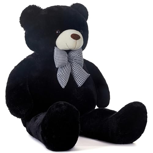 IKASA Giant Teddy Bear Stuffed Animal Plush Toy,47" Large Cute Jumbo Soft Toys,Huge Big Fluffy Fat Plushie,Gifts for Kid Girl (Black, 47 inches)