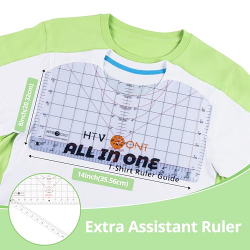 HTVRONT Tshirt Ruler Guide for Vinyl Alignment - Tshirt Measurement Tool for Heat Press in HTV Vinyl, All-in-ONE T Shirt Ruler to Center Design and Craft Sewing for Cricut Accessories and Supplies