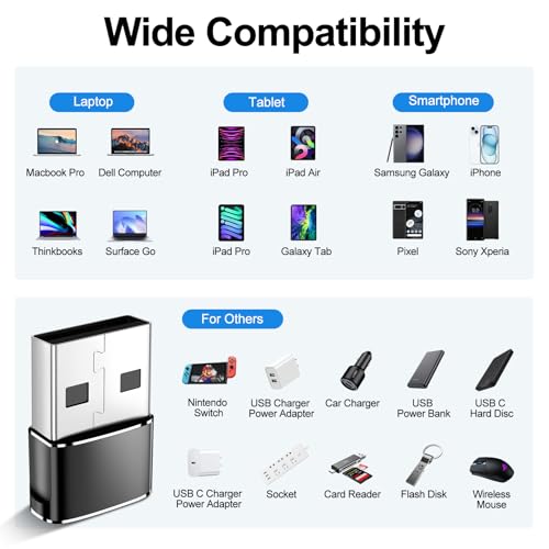 πππππ€ ππ©π π«ππππ USB to USB C Adapter,Type-C Female to A Male Car Charger OTG Converter for Apple Watch Ultra 8 9 10,iPhone 16 15 14 13 Pro Max,Samsung S24,Nintendo Switch,AirPods,iPad,Car