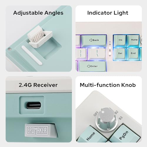 EPOMAKER Shadow-X Gasket Mechanical Keyboard with Screen, Hot Swappable 3 Modes (2.4ghz/Bluetooth/USB-C Wired) Wireless Gaming Keyboard, Poron Foam, Silicon Pad (White Blue, Wisteria Linear Switch)