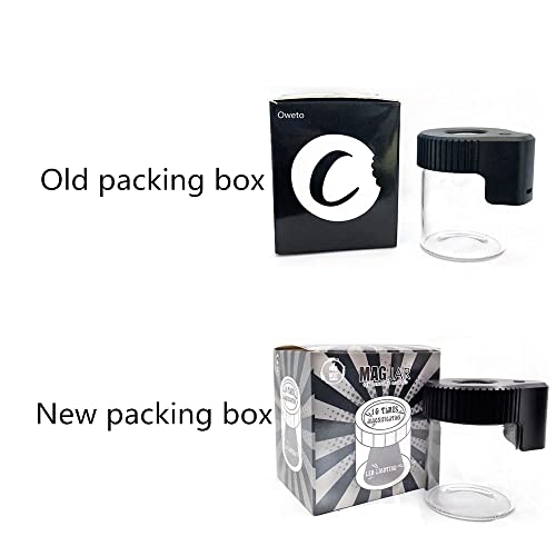 Oweto Led Transparent Glass Seal Storage Jar, Light-Up Magnifying Glass Ornamental Bottle (Black)