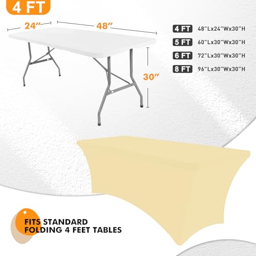 SEPARO 1 Pack 4 Ft Navy Blue Table Cover Fitted Rectangular Tablecloth Stretchable Fabric Lycra Table Cloth 4 ft Wrinkle-Free for Party Tradeshows Banquet Weddings Cocktail