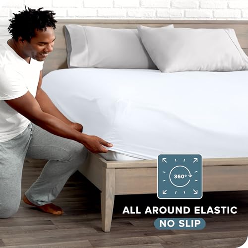 Bare Home Fitted Bottom Sheet Twin XL Size - Premium 1800 Microfiber - Ultra-Soft Hotel Luxury - Deep Pocket - Durable and Long Lasting (Twin XL, Aqua)