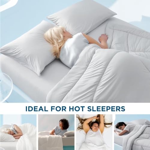 Bedsure Breescape Cooling Comforter Twin XL, Double-Sided Cool Tech Comforter, Soft Cooling Comforter for Hot Sleepers,Q-Max>0.4, Breathable & Lightweight Comforter Twin XL Duvet Insert(Grey, 68"x92")