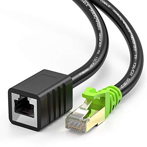 Weetcoocm Ethernet Extension Cable 1.5ft, Network Cat6a Extension Patch Cable RJ45 Cords Shielded Male to Female Connector (1.5FT)