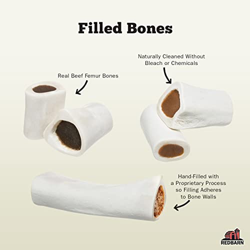Redbarn Filled Dog Bones Peanut Butter, Cheese N' Bacon, Beef, Natural Long-Lasting Dental Treats; Suitable for Aggressive Chewers. Beef, Small 3" - 1 Bone