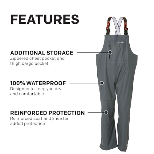 Grundéns Men’s Tourney Bib Fishing Pants | Durable, Waterproof, Iron Grey, Small