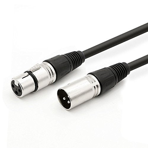 DREMAKE XLR Male to XLR Female Speaker Cable 3 Pin Pro Audio Mic Patch Cord,Shielded and Balanced Microphone Cable for Most Demanding Studio/Broadcast Use - 10 Foot/Black