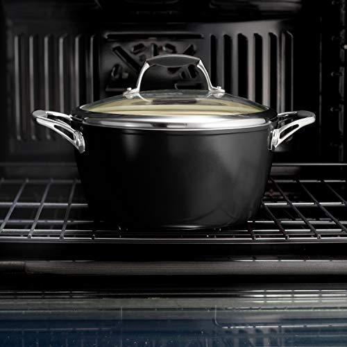 Tramontina Gourmet Ceramica Deluxe Aluminum Deep Skillet with Lid, Non Stick Frying Pan with Ceramic Interior, 11-inch, Metallic Black, Made in Italy