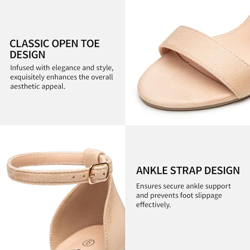 Trary Women's Ankle Strap and Adjustable Buckle Chunky Pump Heel Sandals Size: 6