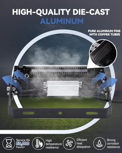 Hanchen LED Stadium Light 50W Flood Light 8000LM 6500K Arena Light AC85-305V Stadium Flood Light IP66 Waterproof Lighting Fixture for Stadium, Playground, Dock, Square, Outdoor Area Lighting