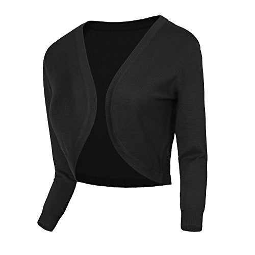 Urban CoCo Women's Cropped Cardigan V-Neck Button Down Knitted Sweater 3/4 Sleeve (Rose, m)