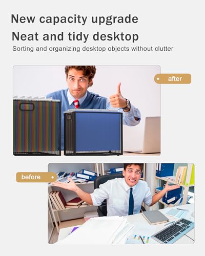 Oterri Metal Hanging File Crate, Portable Desktop Organizer for Letter Size Folders, Mesh Design (Cool Black, 1 Pack)