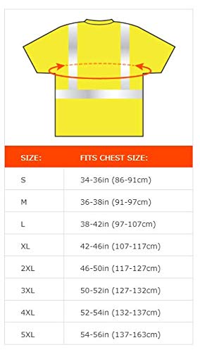 Ergodyne GloWear 8289 Safety T-Shirt, High Visibility Polyester, ANSI-Compliant Reflective, Chest Pocket, Type R, Class 2