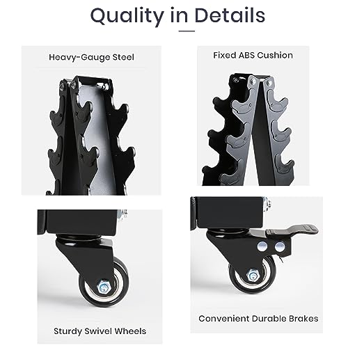 LIONSCOOL Premium Solid Dumbbell Rack Stand Only, A-Frame Portable Weight Storage Organizer with Optional Tray and Wheels, Perfect for Home Gym Fitness Equipment Storage (20LBS/90LBS/200LBS/300LBS/700LBS Weight Capacity Available) (Small, 200 LBS)