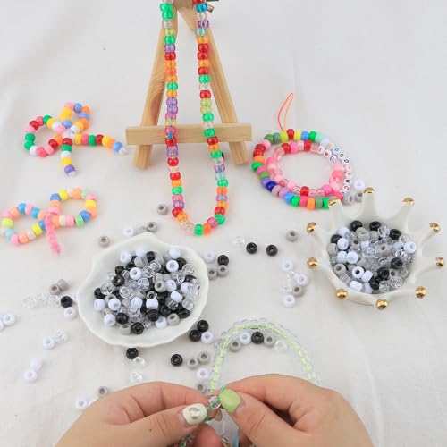 1100 Pcs Beads,Pony Beads,Beads for Jewelry Making,Beads for Bracelets,Hair Beads,Craft Beads,Plastic Beads for Crafts,Hair Beads for Kids Girls,Kandi Beads,Clear Beads for Hair (Sparkle-Star)
