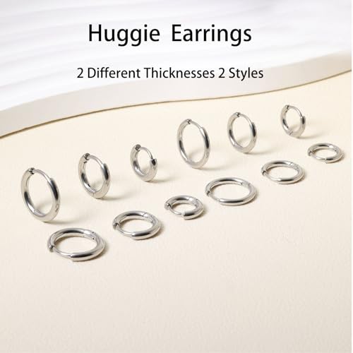 Sweetkiki 6 Pairs Small Gold Hoop Earrings Set, Hypoallergenic Huggie Hoop earrings in 14K Gold Plated for Sensitive Ears, Leightweight 24/7 Cartilage Hoop Earring for Women Men, 14K Gold Plated, No