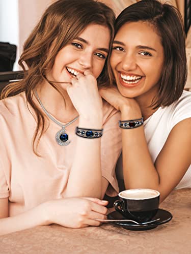 Dcfywl731 Virgo Zodiac Necklace Bracelet Set for Women Men 12 Constellation Moon Pendant Necklace Handmade Woven Zodiac Sign Wrap Bracelet Jewelry Gifts for Birthday Christmas