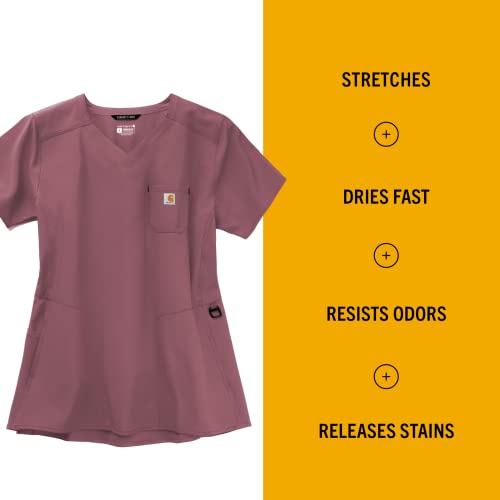 Carhartt womens Women's Force Modern Fit Chest Pocket Top Medical Scrubs, Azalea, Small US