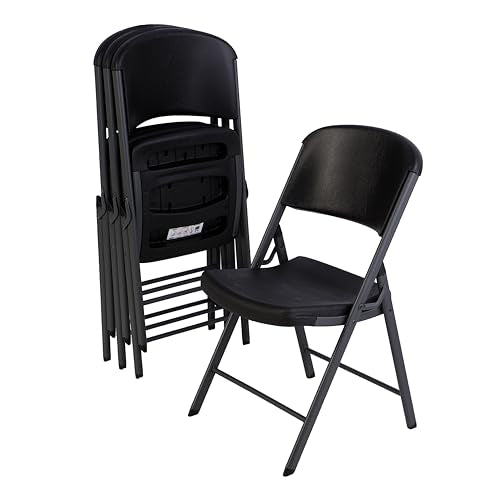 Lifetime 80187 Commercial Grade Folding Chair, 4 Pack, Black