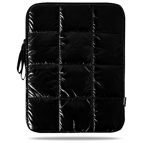 Linpr Puffy Laptop Sleeve 11 Inch Black, Waterproof Carrying Case Bag for Women, Fluffy Computer iPad Pro 11 Case, Compatible with 10.9" iPad 10, 10.2" iPad 7 8 9, 10.5"