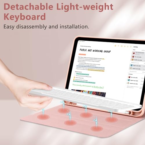 FUWANG Keyboard Case for iPad Air 11 inch (M2) 2024 & 10.9 inch for iPad Air 5th 4th Generation Case with Keyboard - Detachable Bluetooth Folio Cover for iPad Air 11 inch 2024/ Air 5th/4th, Champagne