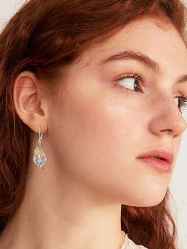 SILBAZ January Birth Flower Earrings Carnation Dangle Drop Earrings Month Flower Jewelry Birthday Gifts for Women