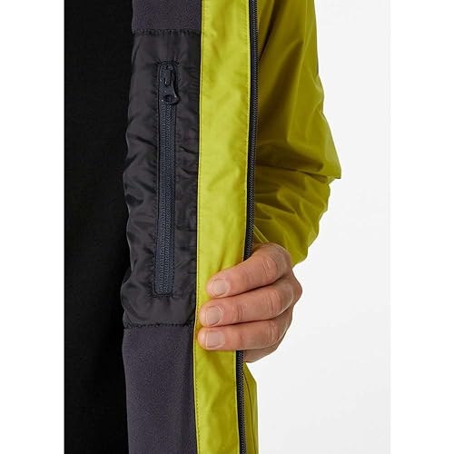 Helly Hansen Men's Crew Hooded Midlayer Fleece Lined Waterproof Raincoat Jacket, 853 Grey Fog, XX-Large