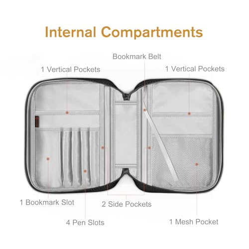 FINPAC Bible Cover, Carrying Book Case Church Bag Bible Protective with Handle and Zippered Pocket, Gift for Mother Lady Women Men, Black