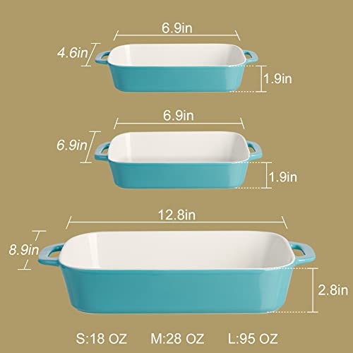Sweejar Ceramic Bakeware Set, Rectangular Baking Dish for Cooking, Kitchen, Cake Dinner, Banquet and Daily Use, Casserole Dishes for Oven Porcelain Baking Pans (Jade)