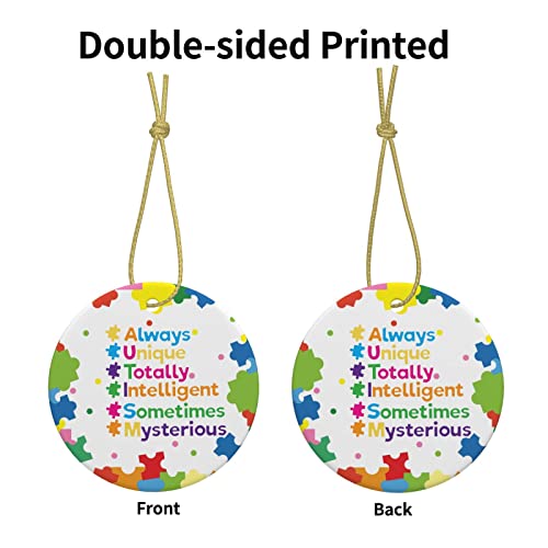 Autism Awareness Christmas Ornaments Autism Puzzle Ornaments 3" Xmas Tree Ornaments Decorations Gifts for Women Men Friends