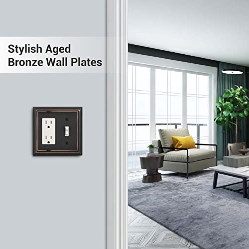 DEWENWILS Triple Toggle Wallplates, Aged Bronze Light Switch Covers, Heavy Duty Matel Material, Pack of 2