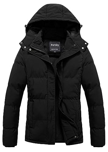 Pursky Ladies Winter Coats Heavyweight Quilted Short Puffer Outwear Usually Down Jackets Parkas Shine Black 2XL