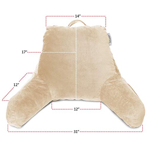 Nestl Reading Pillow Large Bed Pillow, Back Pillow for Sitting in Bed Shredded Memory Foam Chair Pillow, Reading & Bed Rest Pillows Ice Blue Back Pillow for Bed, Bed Chair Arm Pillow with Pockets