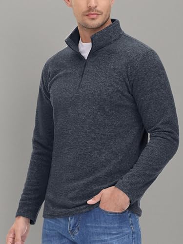 MAGCOMSEN 1/4 Zipper Pullover for Men Long Sleeve Shirts Golf Shirt Sweatshirts Quick Dry Fleece Shirt Fall Shirts Water Blue