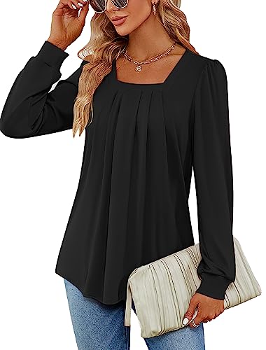 Funlingo Women 2024 Fashion Long Sleeve Shirts Soft Winter Clothes Loose Trendy Ladies Tops and Blouses Light Purple S