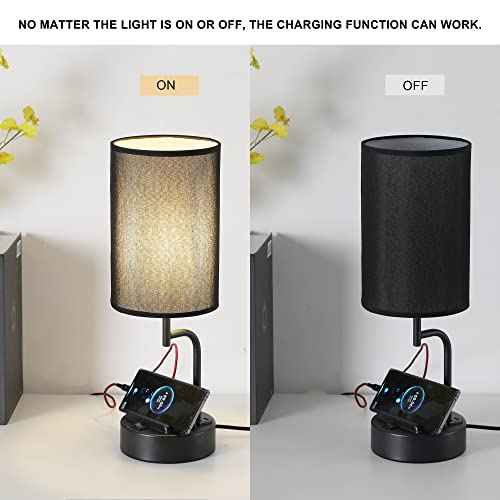 Dreamholder Table Lamp with 3 USB Charging Ports, Modern Desk Lamp with AC Outlet and Phone Stands, Perfect Bedside Lamp for Bedroom, Living Room, Office (Pack of 2)