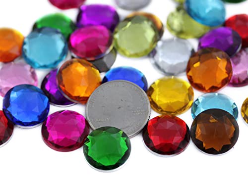 Allstarco 18mm Flat Back Round Acrylic Rhinestones Jewels Plastic Gems Embelishments for Cosplay/Costumes Jewelry Making - 30 Pieces (Opal A43AB)
