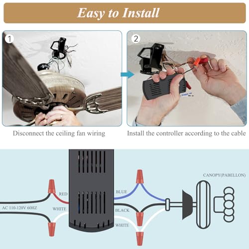 Universal Ceiling Fan Remote Control Kit, Compatible with Hunter, Harbor Breeze Hampton Bay, 3-Speed Control Fans with Dimmer, Remote Works with Hunter 99122 99123 99600