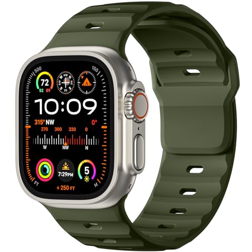 Wepro Sport Bands Compatible with Apple Watch Ultra 2/Ultra Band, Compatible with Apple Watch Bands for Men 49mm 46mm 45mm 44mm 42mm, Silicone Rugged Strap for iWatch Series 10 9 8 7 6 5 4 SE 3 2 1