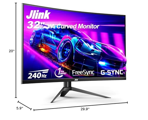Jlink 2K Computer Monitor 32 Inch Monitor, IPS 1440P Monitor with Ultra-Thin Bezel, 104% sRGB Widescreen QHD AMD Display, Freesync and G-sync, HDMI VGA Mini DP+DP 3.5mm AUX Port, HDR Low Blue Light