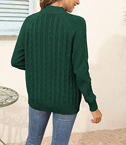 Hongqizo Womens Long Sleeve Zipper Cable Knit Coat Solid Color Sweater Cardigan Casual Knit Cardigan Knitwear