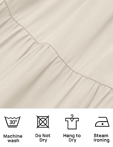 ZESICA Women's 2024 Casual Crew Neck Flutter Sleeve Smocked High Waist Hollow Out Lace Trim Tiered A Line Midi Dress,Sage,Large