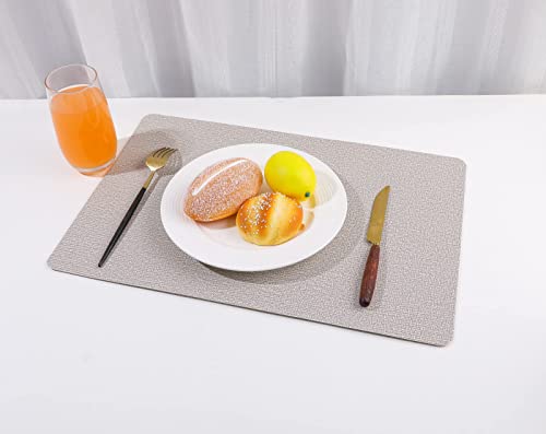 Placemats Indoor Set of 6 Wipeable Faux Leather Plaid Placemats Waterproof Reversible Buffalo Check Place Mats Table Mats Patio Placemats Heat Resistant Anti Oil Washable Decorate for Dining Table
