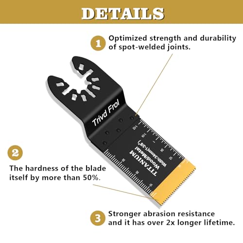 Trivd Frol 10PCS Titanium Multitool Blades, Oscillating Saw Blades Metal Cutting for Nails Wood Plastic and Hard Material Oscillating Tool Blades Kit fit Dewalt Rockwell Milwaukee Bosch